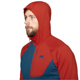 Mountain Equipment Aiguille Hooded Men's Top Outdoor Action Dusk/Red Rock- Snug-fitting hood