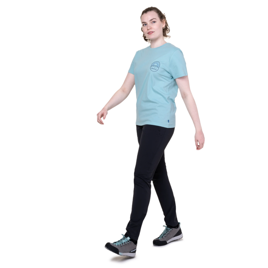 Mountain Equipment Alpenglow Women's Tee Outdoor Action- Side Fit