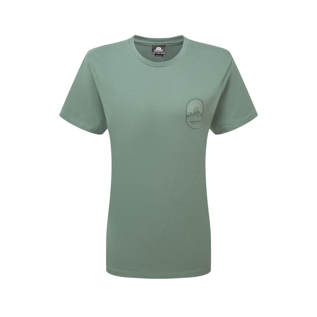 Mountain Equipment Alpenglow Women's Tee Outdoor Action Sage- Front