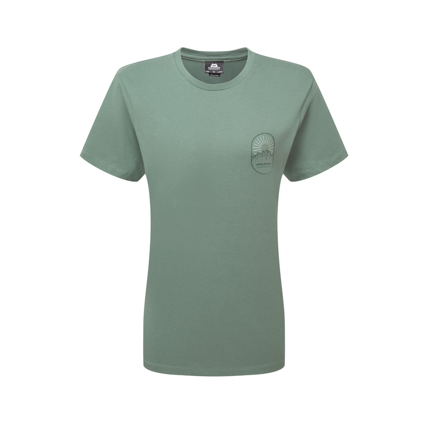 Mountain Equipment Alpenglow Women's Tee Outdoor Action Sage- Front