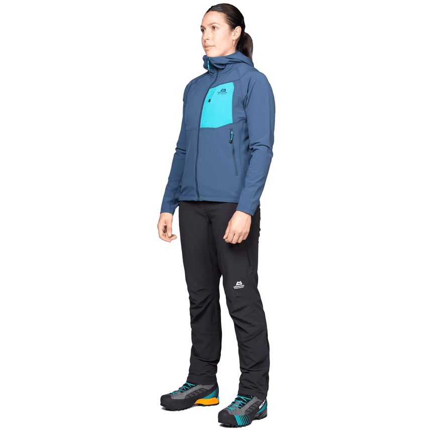 Mountain Equipment Arrow Hooded Women's Jacket Outdoor Action Dusk/Topaz- Full Length