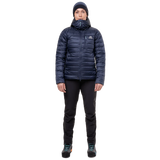 Mountain Equipment Baltoro Women's Jacket Outdoor Action Cosmos- Front Fit on Model