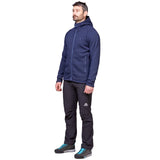 Mountain Equipment Braldu Hooded Men's Jacket Outdoor Action Cosmos- Side Fit on Model