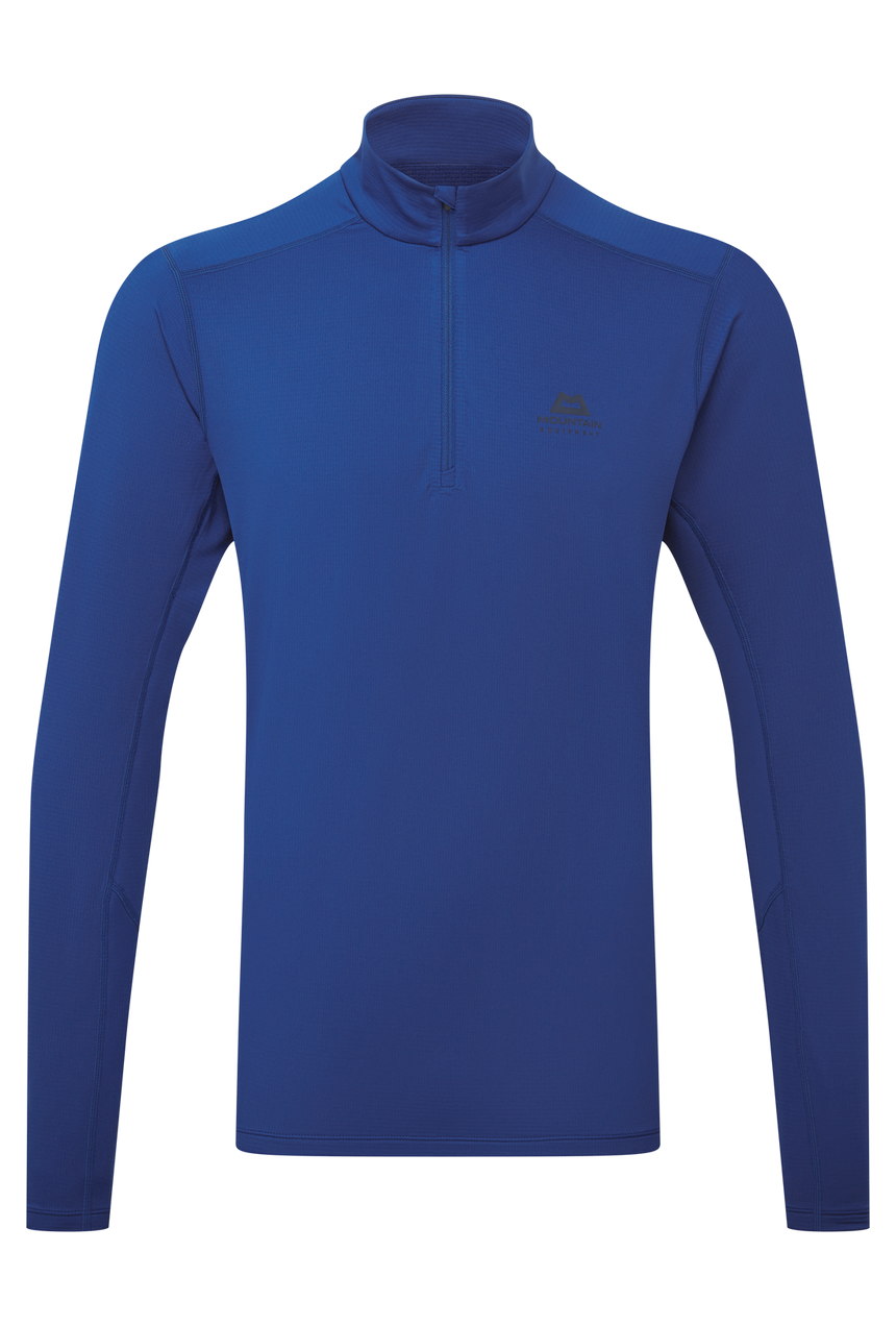 Mountain Equipment Cerrig Men's LS Zip T Outdoor Action Admiral Blue- Front