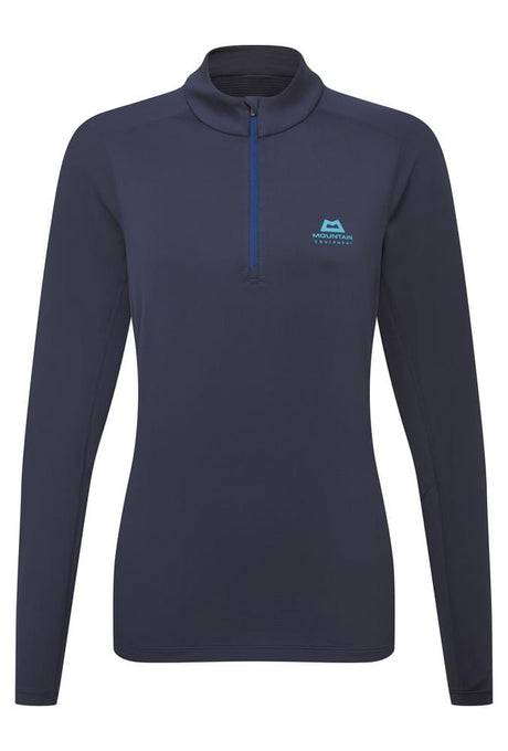 Mountain Equipment Cerrig Women's LS Zip T Outdoor Action Cosmos- Front
