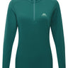 Mountain Equipment Cerrig Women's LS Zip T Outdoor Action Deep Teal- Front