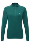 Mountain Equipment Cerrig Women's LS Zip T Outdoor Action Deep Teal- Front