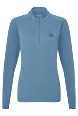 Mountain Equipment Cerrig Women's LS Zip T Outdoor Action Stellar Blue- Front