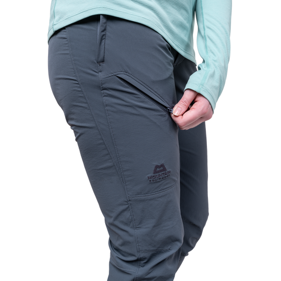 Mountain Equipment Comici Women's Pant Outdoor Action Ombre Blue- zip pocket