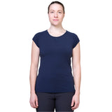 Mountain Equipment Equinox Women's Tee Outdoor Action Cosmos- Front Fit on Model