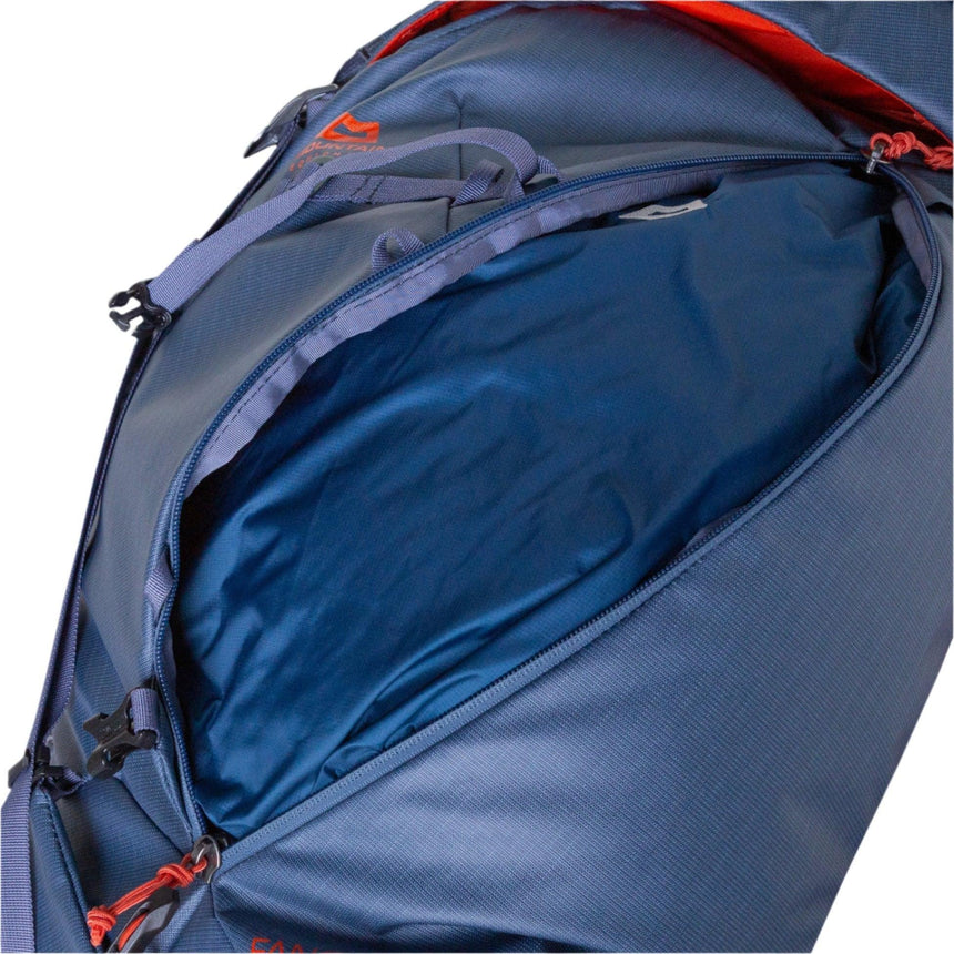 Mountain Equipment Fang 35+ Backpack Outdoor Action Alaskan Blue - Side Zip