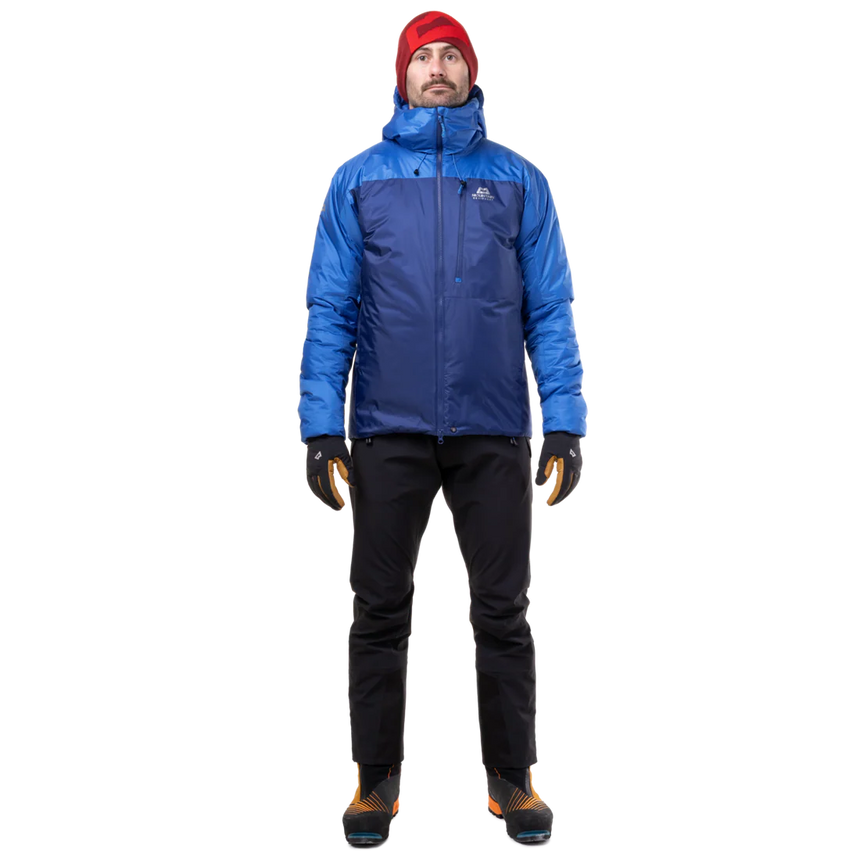 Mountain Equipment Fitzroy Men's Jacket Outdoor Action Admiral/Atlantic- Front fit on Model
