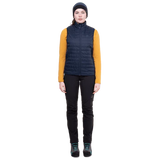 Mountain Equipment Fractal Women's Vest Outdoor Action Cosmos- Front Fit on Model