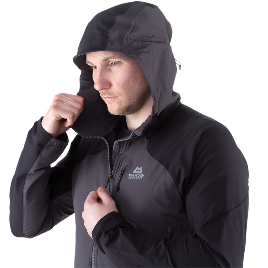 Mountain Equipment Frontier Hooded Men's Jacket Outdoor Action Anvil Grey/Black- Center Front Zip
