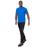 Mountain Equipment Groundup Men's Tee Outdoor Action Atlantic Blue- Front Fit on Model