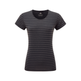 Mountain Equipment Groundup Stripe Women's Tee Outdoor Action Cosmos Stripe- Front