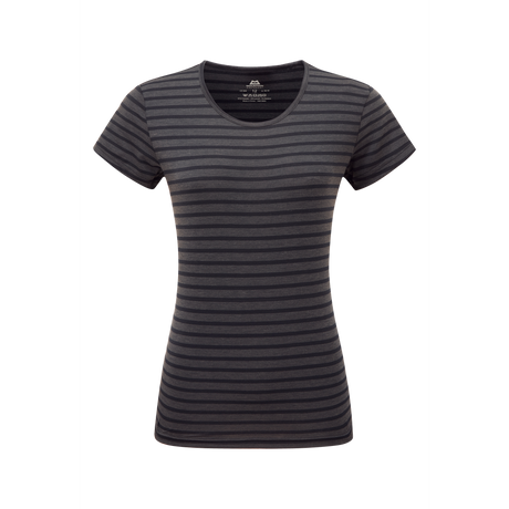 Mountain Equipment Groundup Stripe Women's Tee Outdoor Action Cosmos Stripe- Front