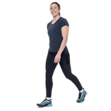 Mountain Equipment Groundup Stripe Women's Tee Outdoor Action Cosmos Stripe- side fit on model