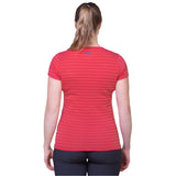 Mountain Equipment Groundup Stripe Women's Tee Outdoor Action Rosewood Stripe- Back Fit