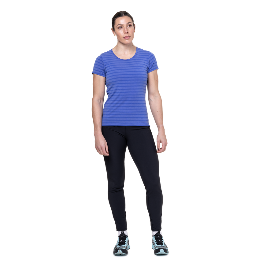 Mountain Equipment Groundup Stripe Women's Tee Outdoor Action Vivid Stripe- Front Fit