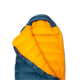 Mountain Equipment Helium 400 Sleeping Bag Outdoor Action Majolica Blue- Gemini Zip Baffle