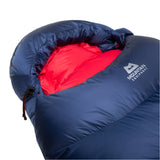 Mountain Equipment Helium 400 Women's Sleeping Bag Outdoor Action Medieval Blue- Hood
