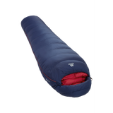 Mountain Equipment Helium 400 Women's Sleeping Bag Outdoor Action Medieval Blue- Slanted Full Length