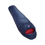 Mountain Equipment Helium 600 Women's Sleeping Bag Outdoor Action Medieval Blue- Slanted full length