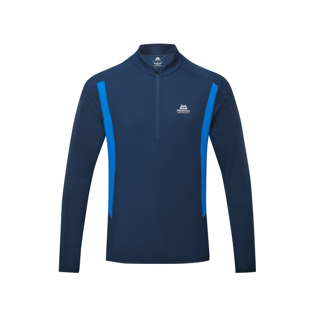 Mountain Equipment Ignis Long Sleeve Men's Zip Tee Outdoor Action Admiral/Atlantic- Front