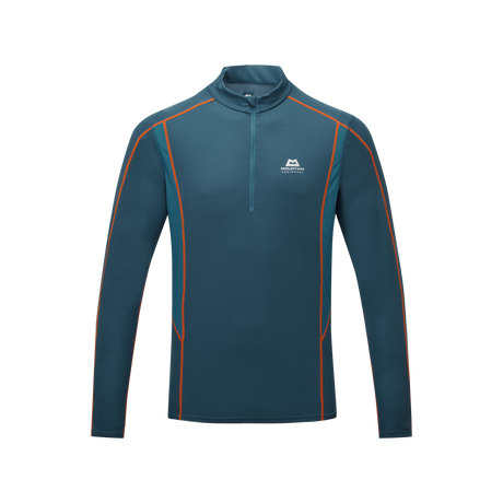 Mountain Equipment Ignis Long Sleeve Men's Zip Tee Outdoor Action Majolica/Alto Blue- Front