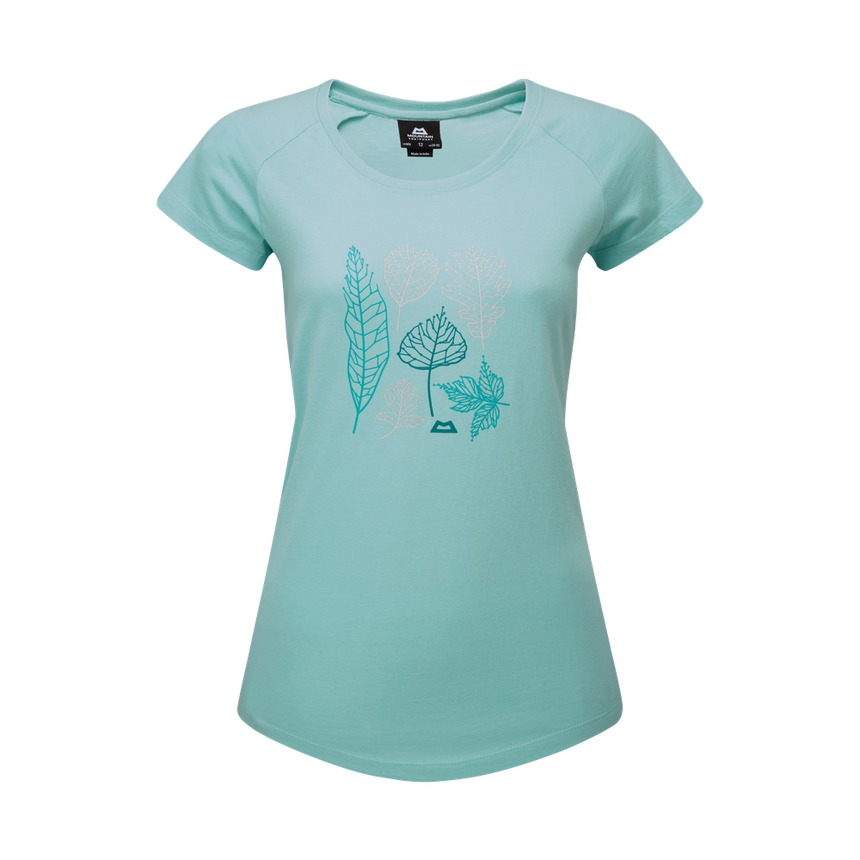 Mountain Equipment Leaf Women's Tee Outdoor Action Aqua- Front