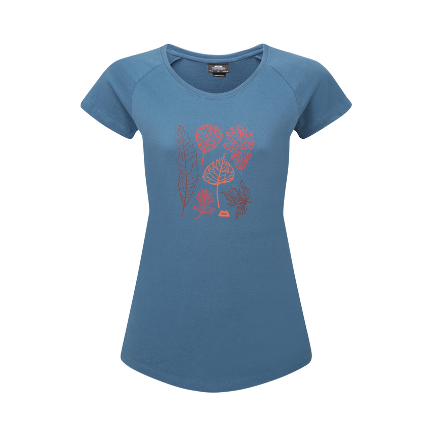 Mountain Equipment Leaf Women's Tee Outdoor Action Stellar Blue- Front