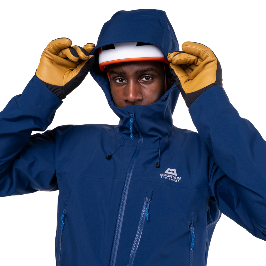 Mountain Equipment Lhotse Men's Jacket Outdoor Action Admiral Blue- Helmet Compatible Hood