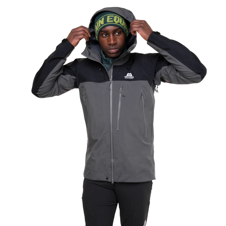 Mountain Equipment Lhotse Men's Jacket Outdoor Action Anvil Grey/Black- Helmet Compatible Hood
