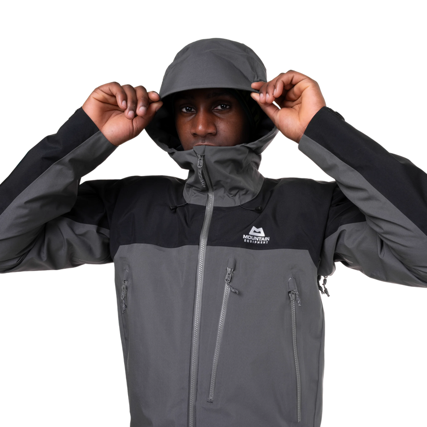 Mountain Equipment Lhotse Men's Jacket Outdoor Action Anvil Grey/Black- Hood