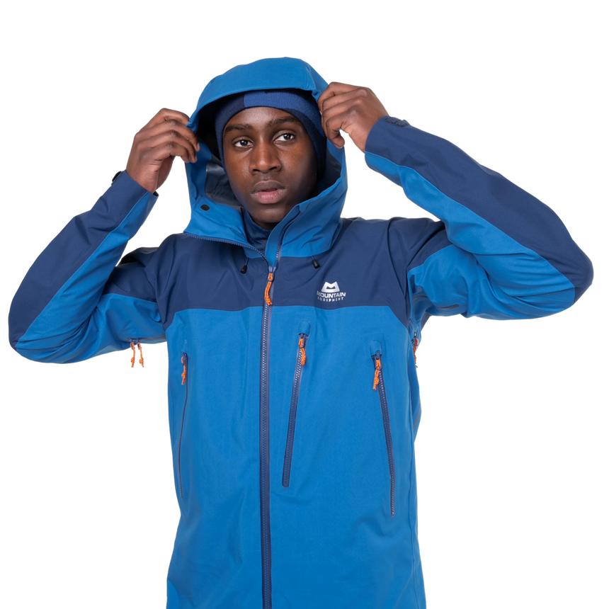 Mountain Equipment Lhotse Men's Jacket Outdoor Action Atlantic/Admiral- Hood