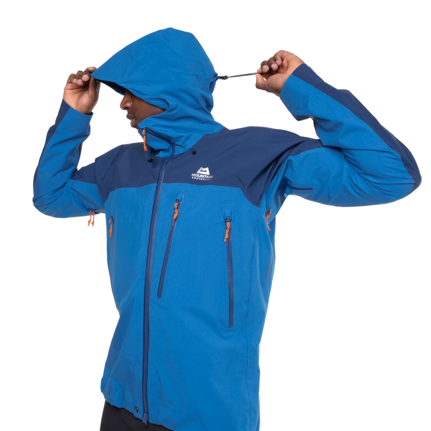 Mountain Equipment Lhotse Men's Jacket Outdoor Action Atlantic/Admiral- Hood Adjuster Cord Channels