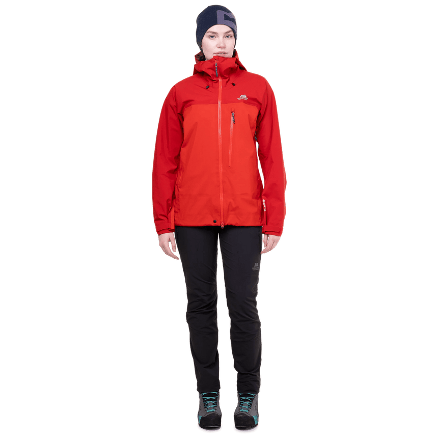 Mountain Equipment Manaslu Women's Jacket Outdoor Action Chili/Crimson- Front Fit On Model
