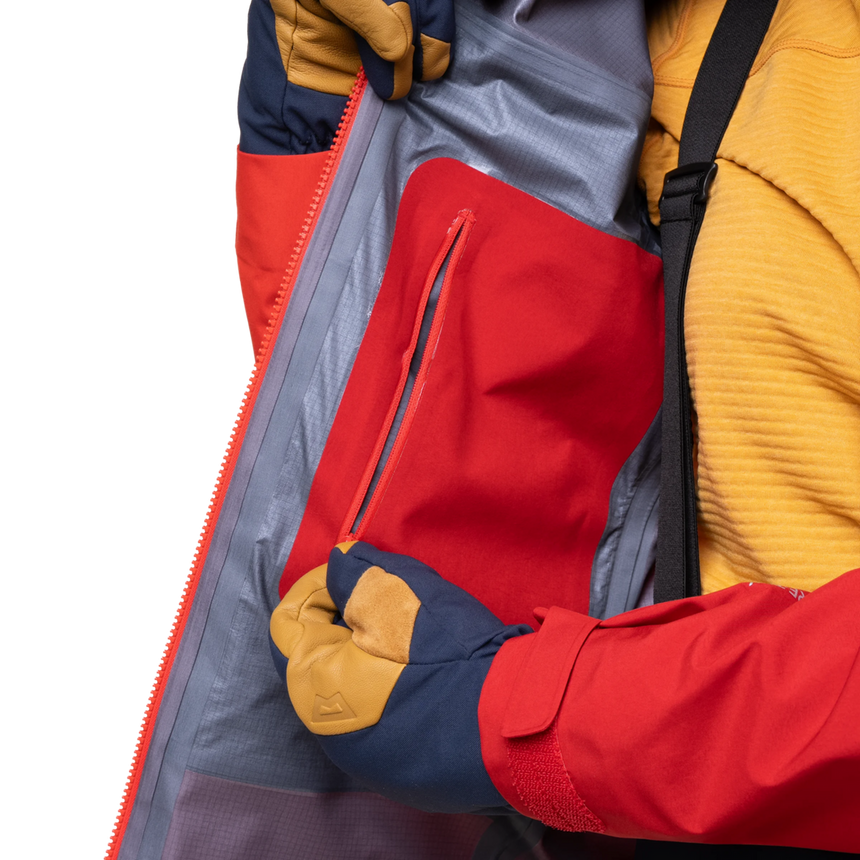 Mountain Equipment Manaslu Women's Jacket Outdoor Action Chili/Crimson- Inner Zipped Security Pocket