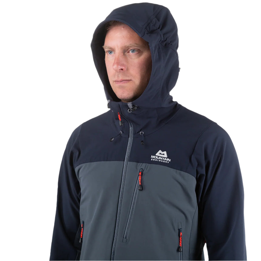 Mountain Equipment Mission Softshell Jacket Outdoor Action Ombre Blue/Cosmos- Hood