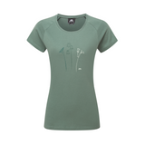 Mountain Equipment Mountain Flower Women's Tee Outdoor Action Sage- Front