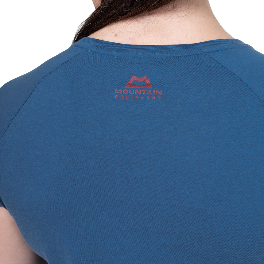Mountain Equipment Mountain Flower Women's Tee Outdoor Action Stellar Blue- Brand logo 