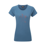 Mountain Equipment Mountain Flower Women's Tee Outdoor Action Stellar Blue- Front