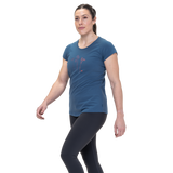 Mountain Equipment Mountain Flower Women's Tee Outdoor Action Stellar Blue- Slim-fitting silhouette