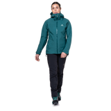 Mountain Equipment Odyssey Women's Jacket Outdoor Action Deep Teal- Front Fit on Model