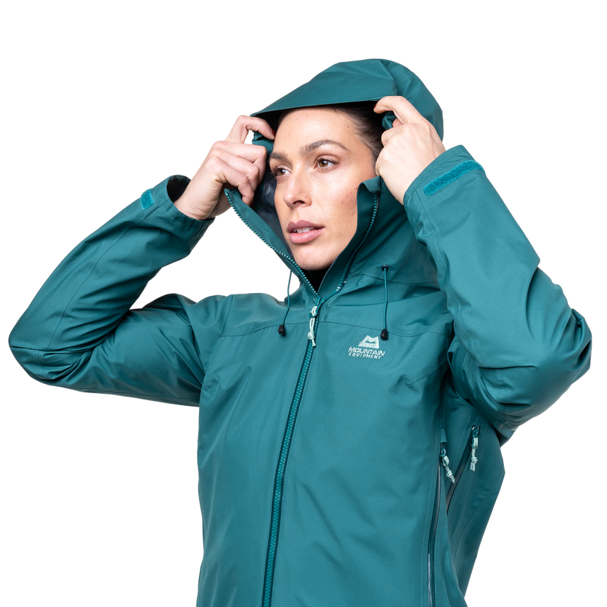 Mountain Equipment Odyssey Women's Jacket Outdoor Action Deep Teal- Hood