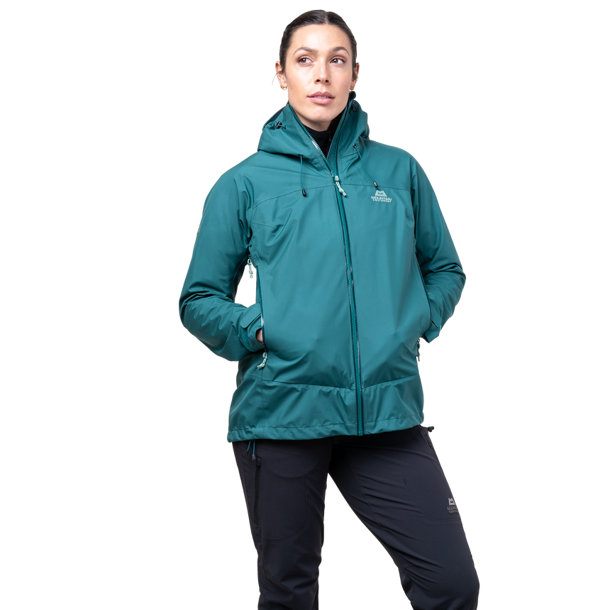 Mountain Equipment Odyssey Women's Jacket Outdoor Action Deep Teal- Zipped Hand Pockets