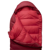 Mountain Equipment Olympus 450 Women's Sleeping Bag Outdoor Action Rhubarb- Gemini Zip Baffle