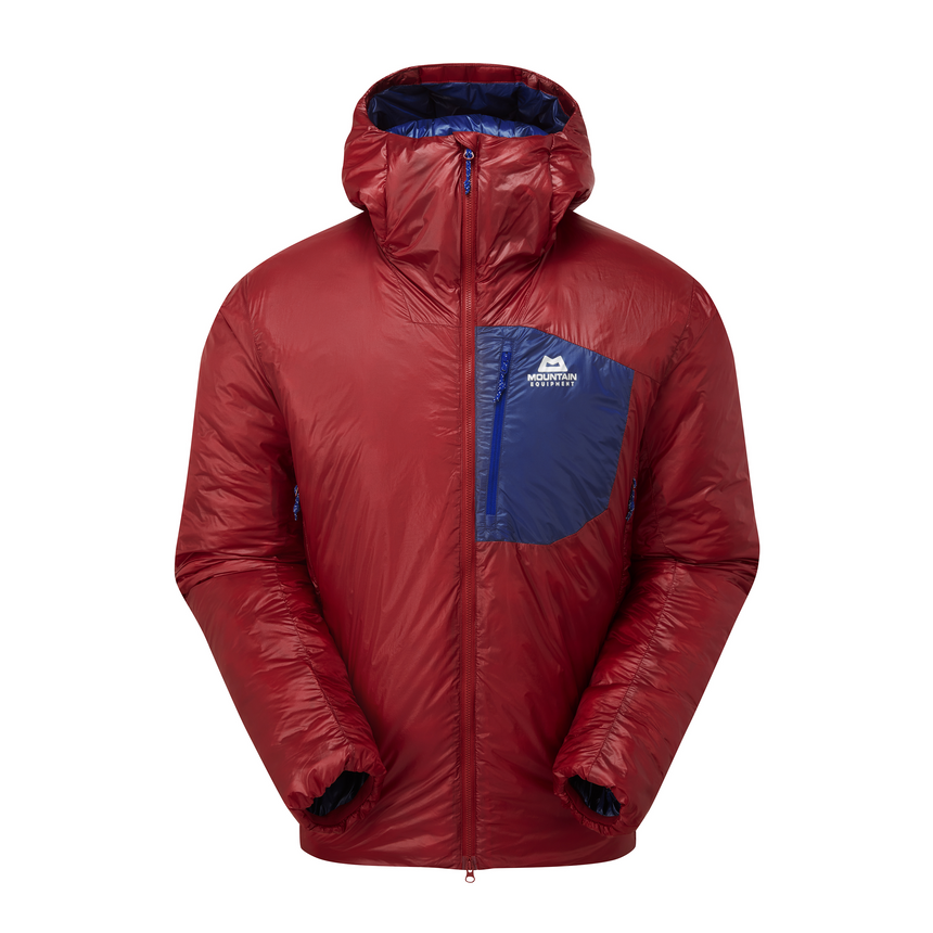 Mountain Equipment Oreus Hooded Men's Jacket Outdoor Action Merlot/Admiral Blue- Front