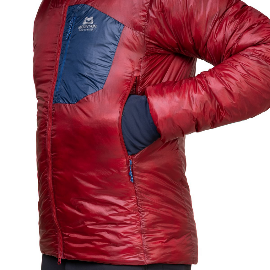 Mountain Equipment Oreus Hooded Men's Jacket Outdoor Action Merlot/Admiral Blue- Handwarmer Pocket